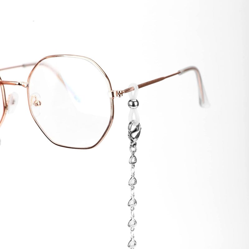 Hongeely Eyeglass Chain Silver Stainless Steel Handmade Necklace for Reading Glasses Sunglass Beaded Chains for Men Women - Image 3